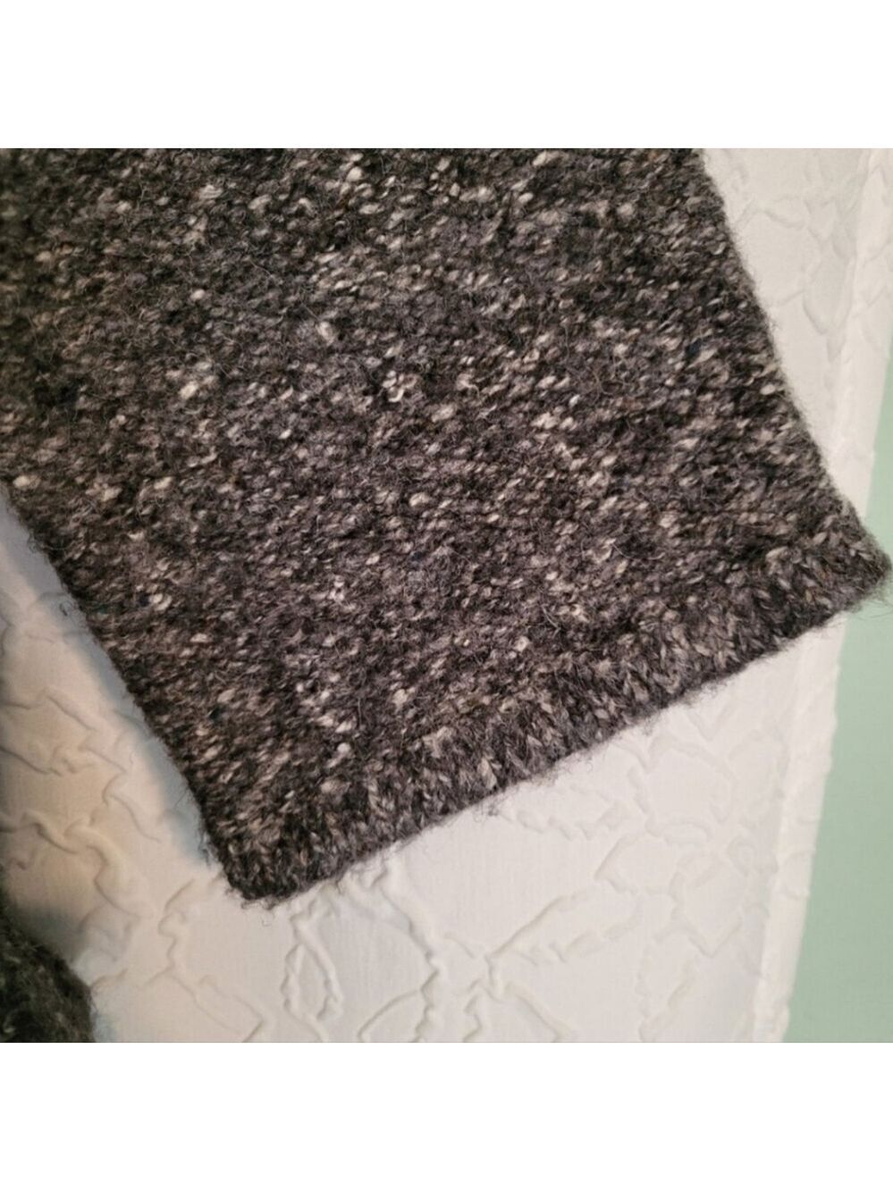 Ruby Rd. Gray Ruffled 3/4 Sleeve Open Front Cardigan Sweater Size Large - Picture 5 of 7